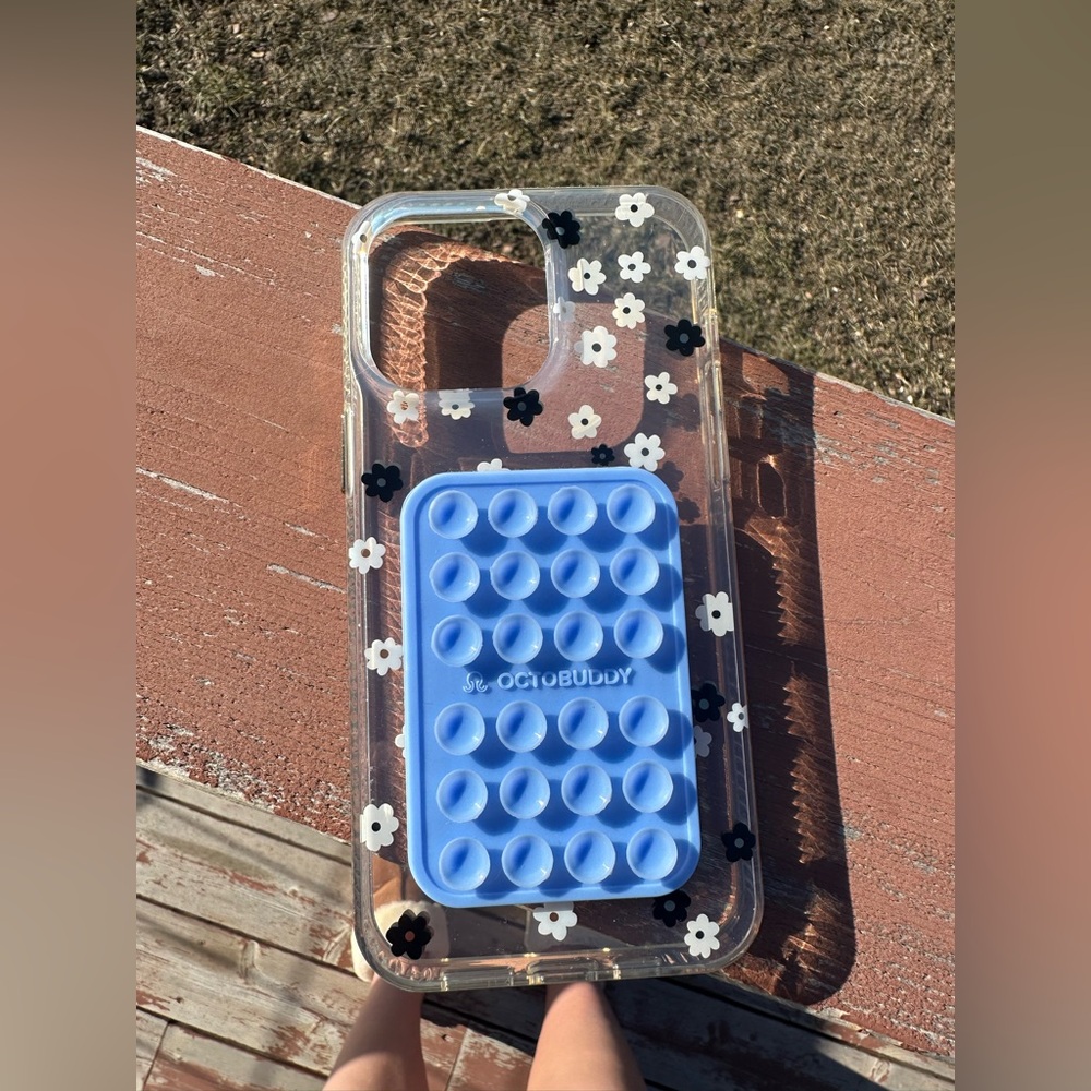 Blue Floral Clear Phone Case
